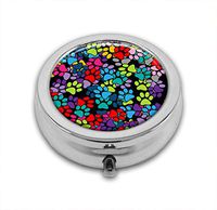 LuxSweet Pill Box,Colorful Paw Pill Case for Purse Pocket Pill Organizer with 3 Compartments Silver 2.1 Inches Portable Vitamin Medicine Case Holder