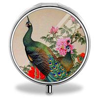 3-Compartment Decorative Pocket Gift Box Case Organizer for Pill Box(Peacock)