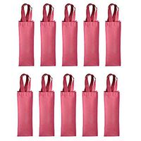 Homanda® 10pcs Dark Red Non-Woven Single Bottle Wine Tote Bag Holder, Reusable Gift Bag