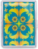 Classic Psychedelic Turquoise Print Compact (9 100s) Metal-Plated Cigarette Case & Stash Box