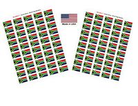 Made in USA! 100 Country Flag 1.5" x 1" Self Adhesive World Flag Scrapbook Stickers, Two Sheets of 50, 100 International Sticker Decal Flags Total (South Africa)