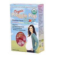 Three Lollies Organic Preggie Drops Morning Sickness & Nausea Relief During Pregnancy Safe for Pregnant Mom & Baby Gluten Free 4 Flavors: Lemon, Raspberry, Tangerine & Green Apple 12 Drops