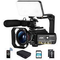 ORDRO AC3 Video Camera 4K Camcorder HD 1080P 60FPS Vlog Camera IR Night Vision Video Recorder with Microphone, Wide Angle Lens,LED Light, Lens Hood, Handle,64GB SD Card, 2 Batteries,Carrying Case