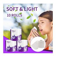 BPQ_W 10 Rolls Advanced Toilet Paper, 3 Plys High Density Skin-Friendly Paper Towels Tissue Soft Household White Paper Towels Disposable Personal Cleansing Hollow Replacement Roll Paper