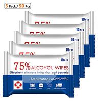 Wet Wipes [5 Packs/ 50 Pcs] Daily Use Cleaning Wet Wipes Disinfectant Wipes for Hand Home House Daily Use