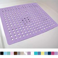 Gorilla Grip Original Patented Bath, Shower, and Tub Mat, 21x21, Machine Washable, Antibacterial, BPA, Latex, Phthalate Free, Square Bathroom Mats with Drain Holes, Suction Cups, Purple Opaque