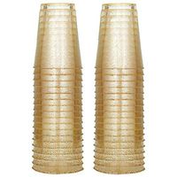 Glitter Plastic Cups Gold Glitter Disposable Cups 12 oz. 100 Pack Clear Plastic Cups Recyclable Wine Glasses for Parties Elegant Plastic Party Cups Wedding Decorations