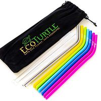 EcoTurtle Regular Size Reusable Straws | 6 Silicone Reusable Straws | 2 Stainless Steel Straws | 2 Straw Cleaning Brushes | Extra long Straws |