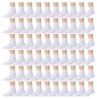 Wholesale Bulk Cotton Diabetic Crew And Ankle Socks, Loose Fit Top Non-Binding Medical Socks (60 Pack White Ankle, Women (9-11))