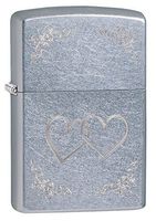 Zippo Heart to Heart Pocket Lighter, Street Chrome