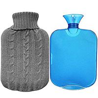 Classic Rubber Transparent Hot Water Bottle 2 Liter - Portable, Reusable with Knit Cover -Gray