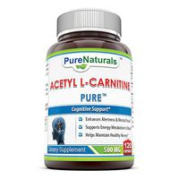Pure Naturals Acetyl L-Carnitine Hcl Veggie Dietary Supplement - 500mg, 120 Capsulesper Bottle - Promotes Energy Production*, Supporting Brain Heath & Cognitive Function*, Helps to Reduce Nerve Pain*
