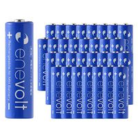 enevolt AA Rechargeable Batteries High-Capacity 3000mAh Ni-MH 1,000 Recharge Cycles and Low Self-Discharge, Pre-Charged - 32 Pack