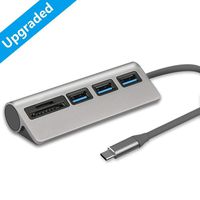 USB C Hub, Portable Aluminum 3 Ports USB 3.0 Hub with 2-Slot Card Reader Combo Superspeed for iMac, MacBook Pro, MacBook, Mac Mini, PC, XPS, Laptops and & More USB Type C Devices