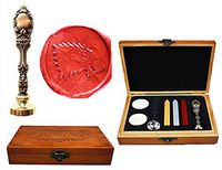 MNYR Fancy Wolf Luxury Wood Box Gold Metal Peacock Wedding Invitations Gift Cards Paper Stationary Envelope Seals Custom Logo Wax Seal Sealing Stamp Wax Sticks Melting Spoon Wood Gift Box Kit