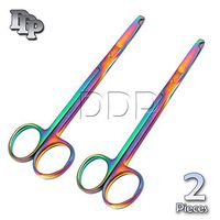 DDP SET OF 2 MULTI TITANIUM COLOR RAINBOW STITCH SCISSORS 5.5" STAINLESS STEEL