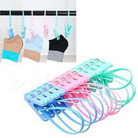 JPONLINE 12pcs Colorful Clothespins Hook Laundry Clips Multipurpose Bra Socks Hanger Pegs