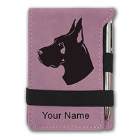 Mini Notepad, Great Dane Dog, Personalized Engraving Included (Pink)