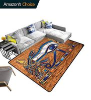 Bigdatastore Egyptian Floral Door Matts Indoors, Egyptian Ancient Art Papyrus Depicting Eye Mosaic Style Design, Fashionable High Class Living Bedroom Rugs(2.5'x 9')