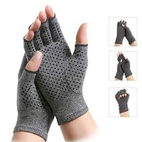 Zinnor Arthritis Compression Gloves Fingerless Cotton & Spandex Arthritis Rehabilitation Bumps Non-Slip Arthritis Gloves for Hands Finger Wrist to Relieve Pain for Men and Women – Gray (L)