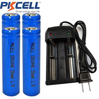 4Pcs ICR10440 AAA 3.7V 350MAH Button Top Lithium Rechargeable Battery with Battery Charger