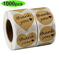 Thank You Stickers, 1000 pcs Kraft Heart Shape and Round Adhesive Labels Sticker for Gift, Wedding, Party, Thank You Card, Sealing Tissue Paper,Bridal Shower