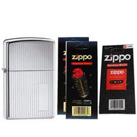 Zippo 350 Classic High Polish Chrome Engine Turned Windproof Pocket Lighter with Two Flint Card and One Wick Card