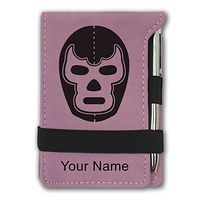 Mini Notepad, Luchador Mask, Personalized Engraving Included (Pink)
