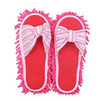 Frjjthchy Microfiber Slippers House Floor Cleaning Mop Slippers Shoes Dust Dirt Hair Cleaner for Men or Women (Red)