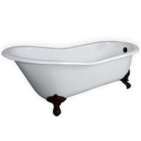 67" Cast Iron Slipper Tub with NO Faucet Holes & Oil Rubbed Bronze Feet-"Clay"