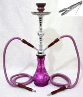 Hookah 20" Purple 2 hose shisha nargila bars narguile nargile glass water Vase
