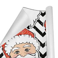 Gift Wrapping Paper Roll Black and White Chevron Santa for Birthday,Holiday,Wedding,Baby Shower Gift Wrap - 3Rolls - 58inch x 23inch Per Roll