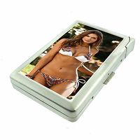Florida Pin Up Girls Miami USA D13 Cigarette Case Lighter Smoking King Size Cigarettes Silver Metal Wallet 4" X 2.75" RFID Protection