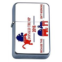 Donald Trump Flip Top Oil Lighter S5 Smoking Cigarette Smoker Includes Silver Case Presidential Candidate