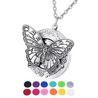 HOUSWEETY Aromatherapy Essential Oil Diffuser Necklace - Alloy Locket,12 Refill Pads