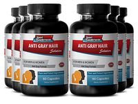 Biotin Extract - Anti Gray Hair - Barley Grass Juice Powder - Fo ti Root (6 Bottles - 360 Capsules)