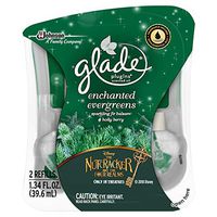 Glade PlugIns Refills Air Freshener, Scented and Essential Oils for Home and Bathroom, Enchanted Evergreens, 1.34 Oz, Pack of 2