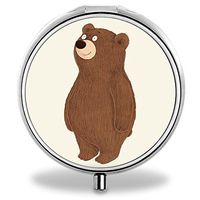Bear Pill Case, Round Stainless Drug Organizer Container Medicine Cover for Pocket Daily&Weekly