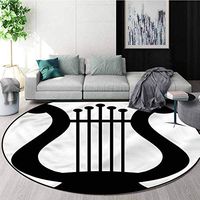 RUGSMAT Lyre Dining Room Home Bedroom Carpet Floor Mat,Mesopotamia Culture Classical Study Computer Chair Cushion Base Mat Round Carpet Diameter-47