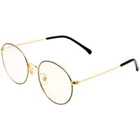 Cyxus Retro Round Blue Light Filter Glasses Vintage Anti Eyestrain Redness Metal Frame (8090T62, Black Gold)