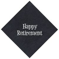 Retirement Decorations Happy Retirement Party Napkins 100 Pack 5x5" Party Cocktail Napkins Black