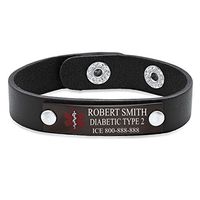 Free Engraving - Medical ID Bracelet with Genuine Leather