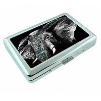 Elephant Art Design S43 Silver Cigarette Case Metal Wallet Id Holder 4" X 2.75" RFID Protection