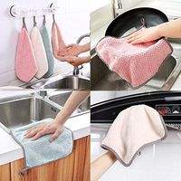 Zippem Home Kitchen Double Side Coral Fleece Dish Washing Cleaning Cloth Towel Rag Wipe Sponges