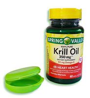 Krill Oil 350 mg, 90 mg Omega-3, 60 Small Softgels. Plus Free Bonus 1 Mini Pill Container.