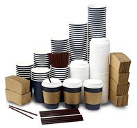 To Go Paper Coffee Cups with Lids, Sleeves & Stirring Straws 120 Pack - 12 Oz