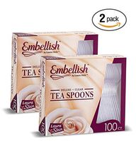 Embellish Cutlery Deluxe Heavy Weight Clear Plastic Forks 100 Forks In A Box (2 Pack Teaspoons (200))