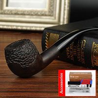 manual Small shiny tobacco pipe,3 in 1 scraper Smoking pipe,Tobacco pipe,Accessories,Pipe cleaners Wood Detachable-F