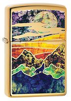 Zippo High Polish Brass Howling Wolf