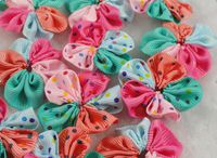 50pcs Rib Color Dot Five Flower Appliques/craft/sewing